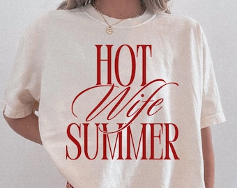 Hot Wife Summer Shirt Comfort Colors, Honeymoon TShirt, Newlywed Summer Tee, New Wife Gift, Just Married Shirt, Wedding Outfit, Bridal Party