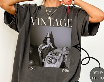 Custom 40th Birthday Shirt Comfort Colors, Personalized 40th Birthday Gift, Custom Photo Birthday Shirt, Birthday Sweatshirt, Vintage Photo