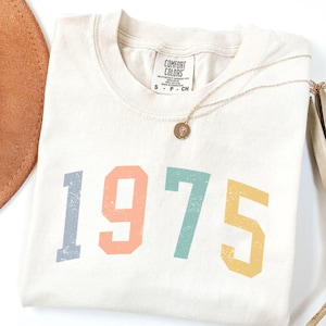 50th Birthday Shirt Comfort Colors®, Personalized 1975 Shirt, Awesome Since 1975, Vintage Birth Year Shirt, 50th Birthday Gift For Mom