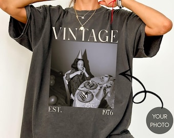 Custom 50th Birthday Shirt Comfort Colors, Personalized 50th Birthday Gift, Custom Photo Birthday Shirt, Birthday Sweatshirt, Vintage Photo
