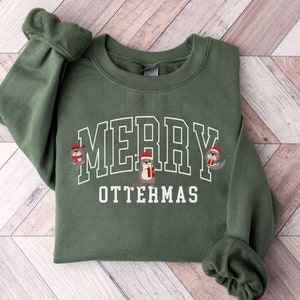 Otters Christmas Sweatshirt, Otter Merry Christmas Shirt, Otter Lover Christmas Gift, Merry Ottermas Christmas Sweater, Christmas Otter
