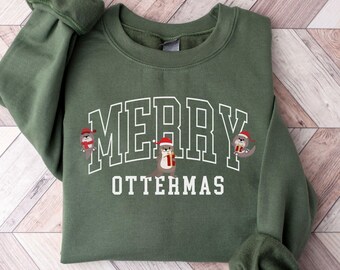 Otters Christmas Sweatshirt, Otter Merry Christmas Shirt, Otter Lover Christmas Gift, Merry Ottermas Christmas Sweater, Christmas Otter