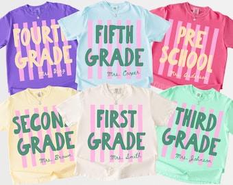 Custom Back to School Teacher Shirt Comfort Colors, Personalized Teacher Team Shirts, Grade Level Tee, First Second Third Fourth Fifth Grade