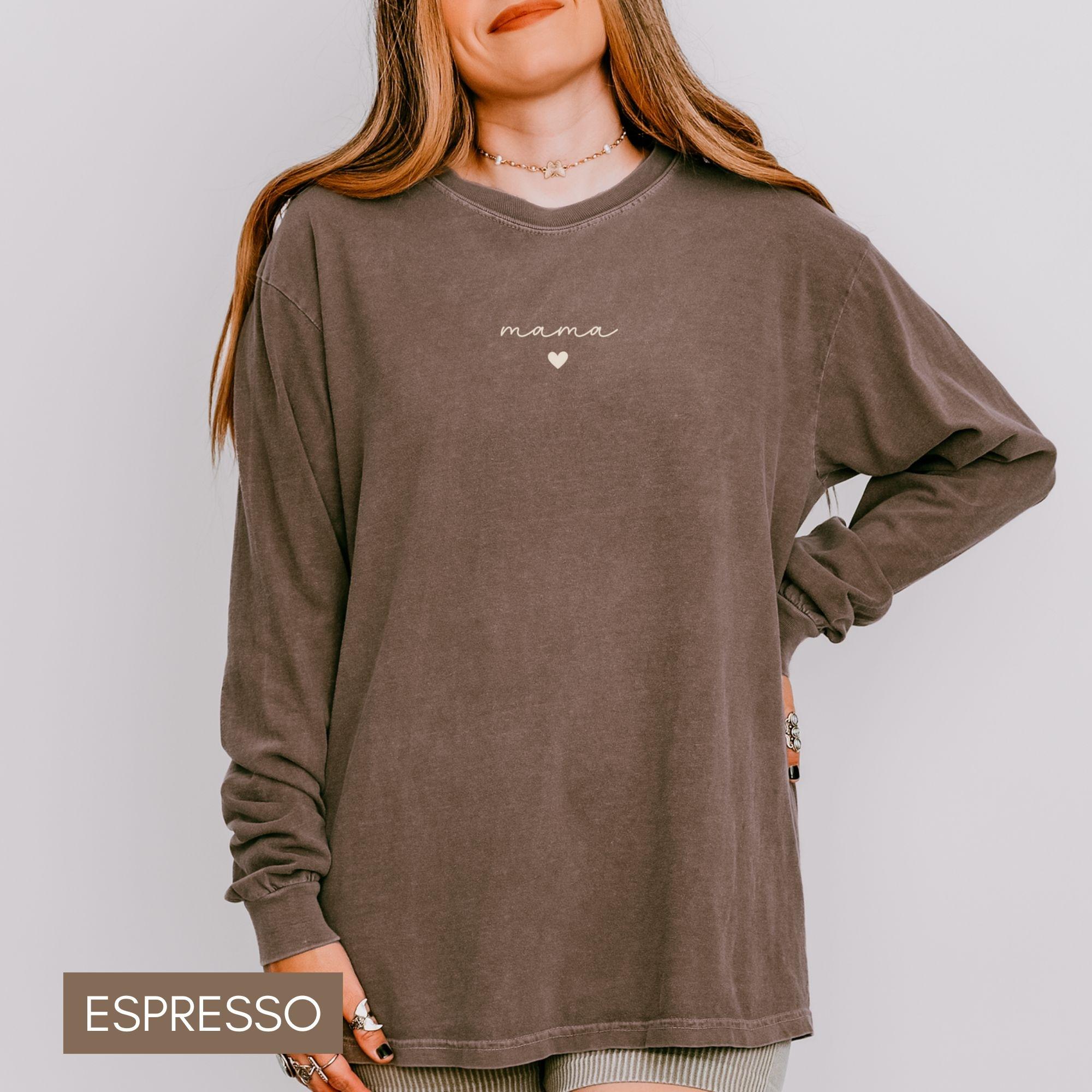 Mama Long Sleeve TShirt Comfort Colors, Birthday Gift for Mom, Mothers Day Gift, New Mom Gift, Baby Shower Gift,Pregnancy Announcement Shirt