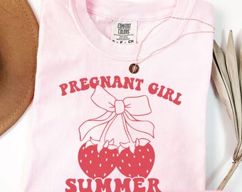 Pregnancy Shirt Comfort Colors, Pregnant Girl Summer Shirt, Pregnancy Announcement Tee, Pregnancy Reveal Shirt, Baby Shower Gift, Mama Shirt