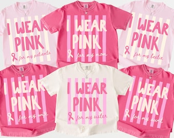 Camiseta personalizada de concienciación sobre el cáncer de mama Comfort Colors, camisetas de apoyo para el cáncer de mama, camiseta personalizada para el equipo de apoyo familiar contra el cáncer.