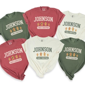 Custom Family Christmas Shirts, Matching Family Christmas Shirt, Comfort Colors®, Personalized Family Name Christmas Shirt, Ginger bread tee