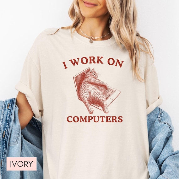 Funny Cat Shirt Comfort Colors®, Gift for Cat Lover, Meme Shirt, Gift for Computer Wizard, Meme Cat Tshirt, Cat Tee, Retro Vintage Cat Shirt