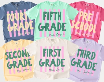 Custom Back to School Teacher Shirt Comfort Colors, Personalized Teacher Team Shirts, Grade Level Tee, First Second Third Fourth Fifth Grade