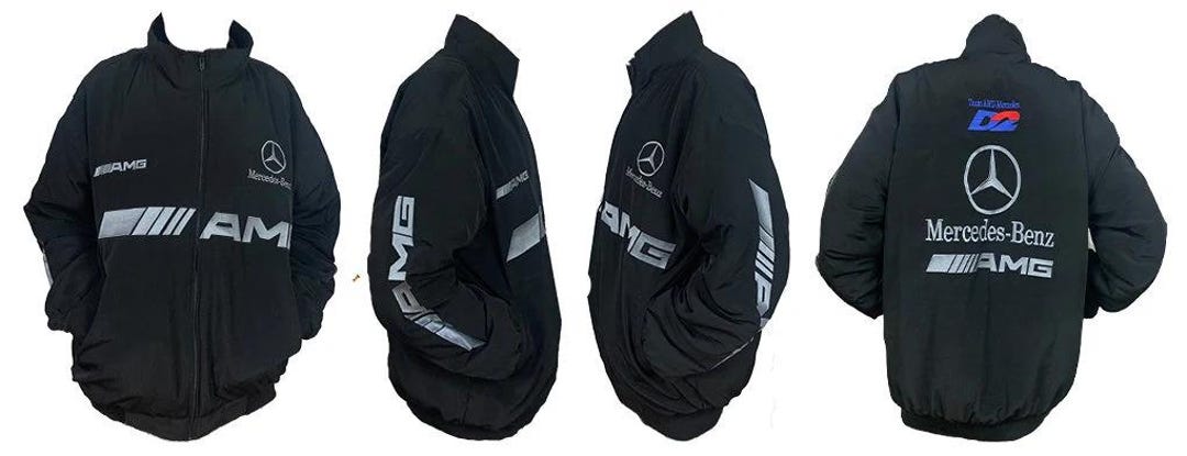 Mercedes Benz AMG Racing Jacket , Vintage Bomber Sports Coat Track Team ...