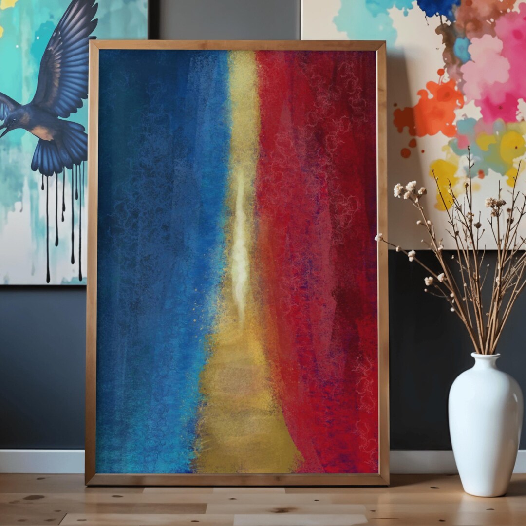 Parted Red Sea Abstract Painting | Spiritual Wall Art in Deep Blue ...