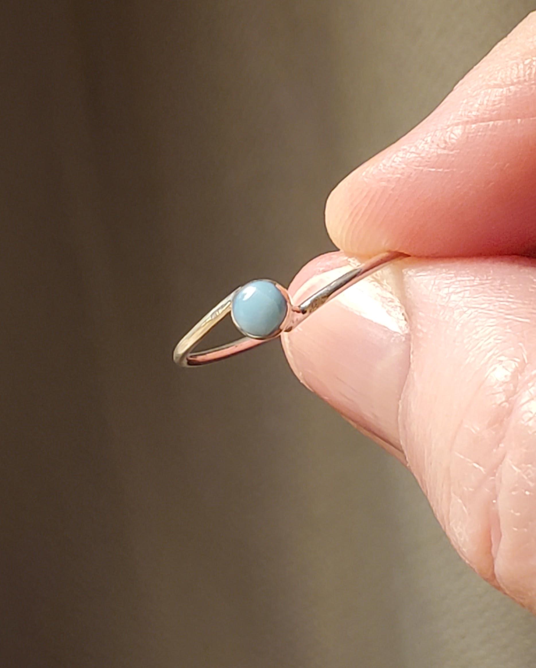 Larimar Ring: Bypass Style, Petite Sterling Silver, Minimalist  display picture 1