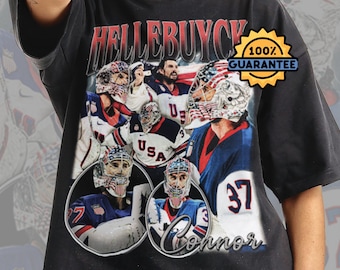Maglietta Connor Hellebuyck, stile vintage della squadra di hockey Hellebuyck USA, felpa sportiva unisex