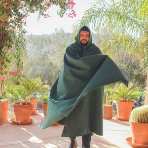 Morccan Winter Silham, Black Winter Overcoat, Burnouse Warm Cape, Long Winter Overcoat,Gray Cape,Winter Cape,Moroccan Warm Overcoat