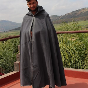 Morccan Winter Silham, Black Winter Overcoat, Burnouse Warm Cape, Long Winter Overcoat,Gray Cape,Winter Cape,Moroccan Warm Overcoat