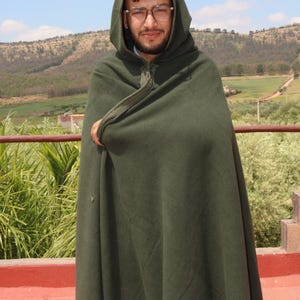 Morccan Winter Silham, Black Winter Overcoat, Burnouse Warm Cape, Long Winter Overcoat,Gray Cape,Winter Cape,Moroccan Warm Overcoat