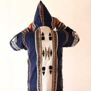 Moroccan Berber winter jacket, Moroccan vintage djallaba, handmade soft hoodie, cozy boho style Jabador for the cold days of winter