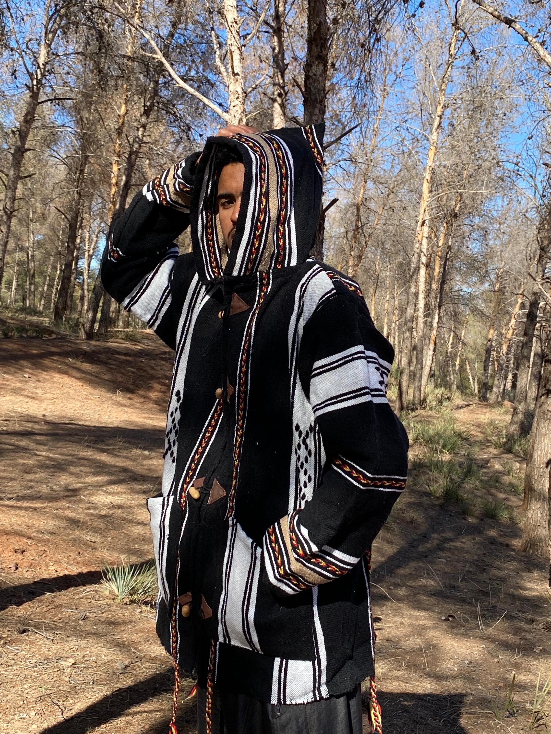 Handmade Moroccan Wool Hoodie Coat: Striped Berber Jacket - Etsy