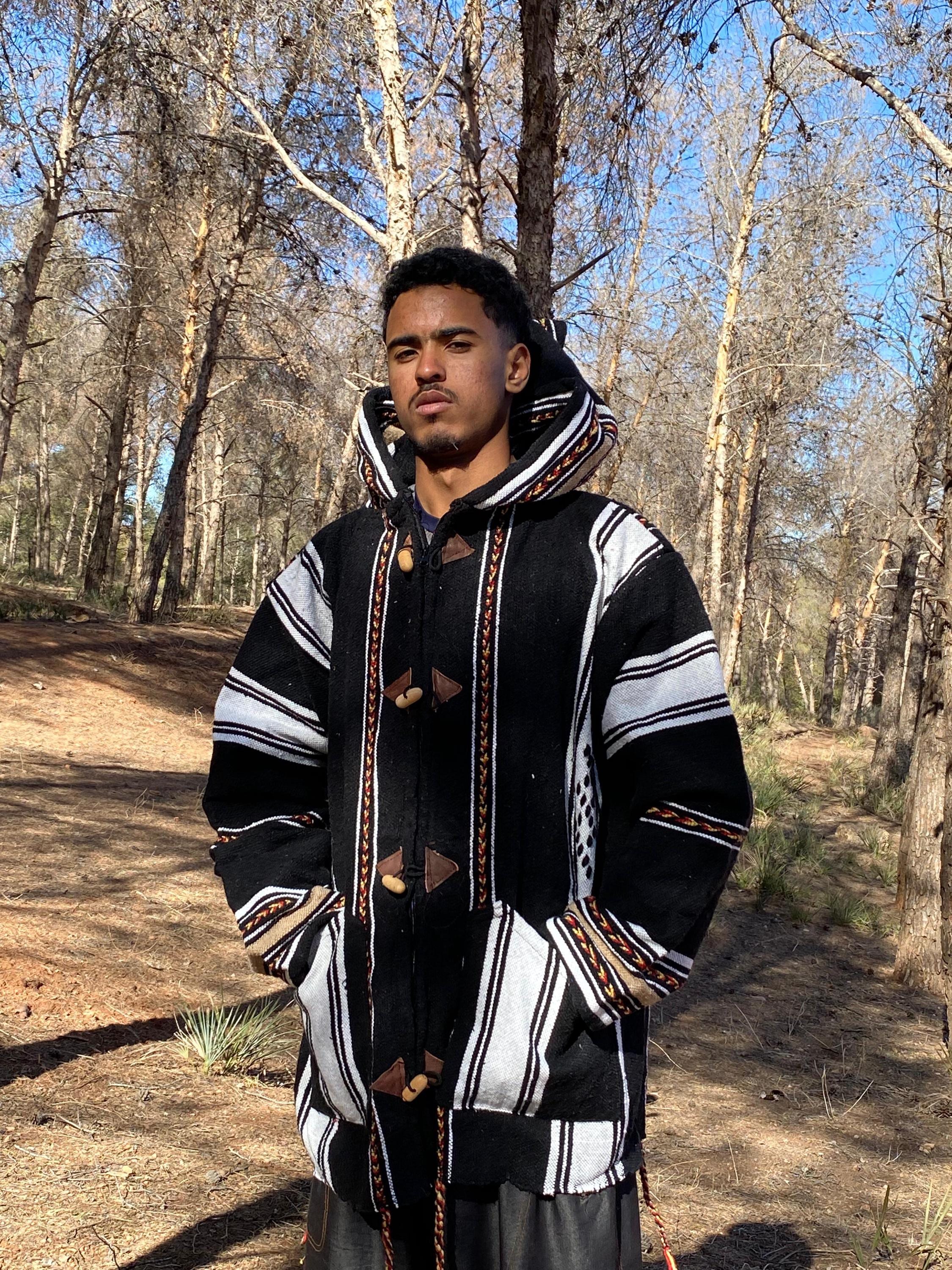 Handmade Moroccan Wool Hoodie Coat: Striped Berber Jacket - Etsy