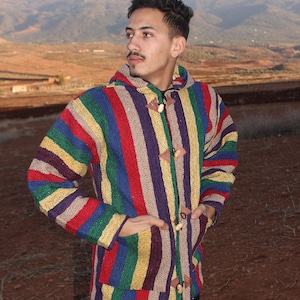 Berber Warm Jacket, Winter Jacket, Bohemian Style, Moroccan Jacket, Handmade Jacket, Vintage Hoodie, Soft Jacket, Cozy Djallaba,Cozy Jabador