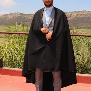 Morccan Winter Silham, Black Winter Overcoat, Burnouse Warm Cape, Long Winter Overcoat,Gray Cape,Winter Cape,Moroccan Warm Overcoat