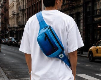 Ocean Gleam Hemp Fanny Pack, sling bag, men everyday bag