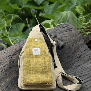 Sling Bag | Hemp Unisex Crossbody Bag | Eco friendly Himalayan Mustard Yellow Bag