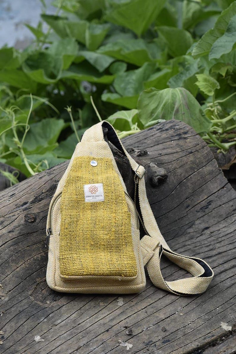 Sling Bag | Hemp Unisex Crossbody Bag | Eco friendly Himalayan Mustard Yellow Bag
