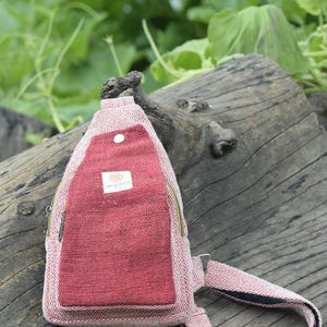 Sling Bag | Hemp Unisex Crossbody Bag | Eco friendly Himalayan Red Crossbody Bag