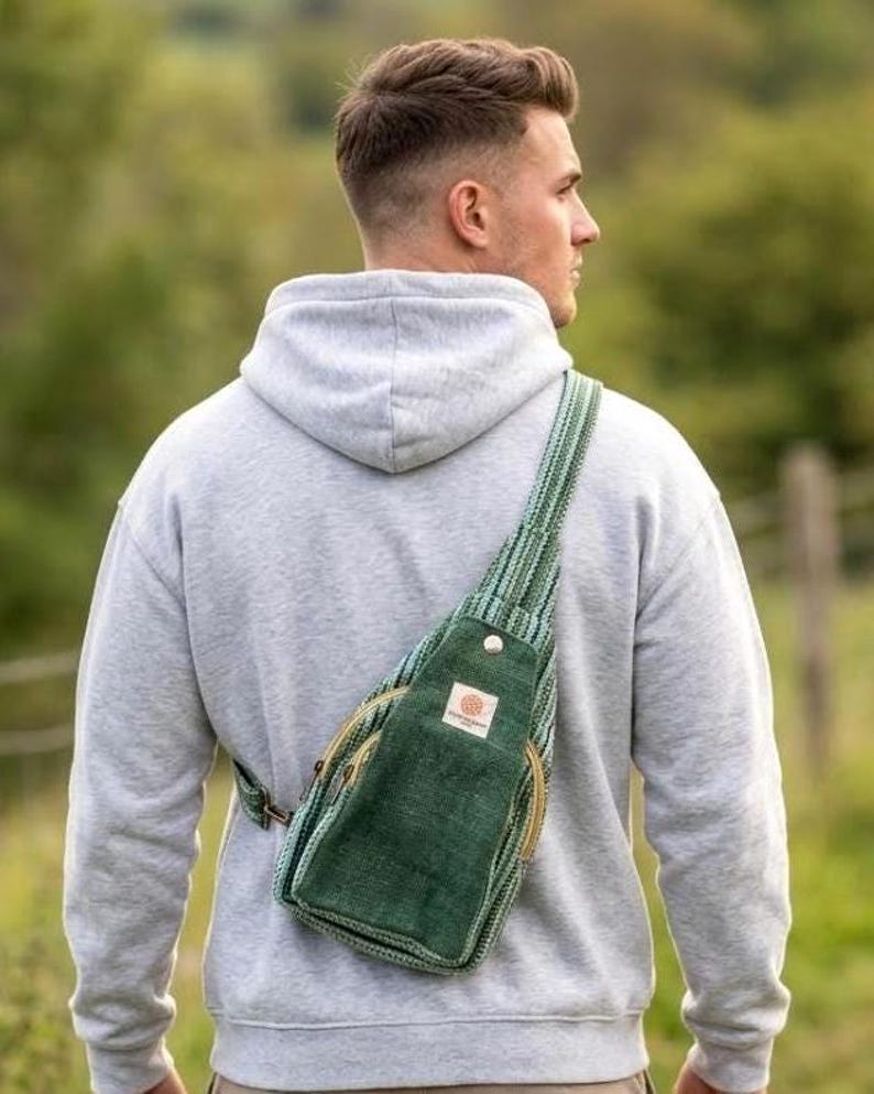 Sling Bag | Hemp Unisex Crossbody Bag | Eco friendly Himalayan image 1