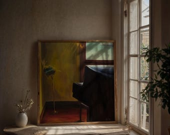 Vintage Golden Hour Piano Print | Original Oil Painting Reproduction