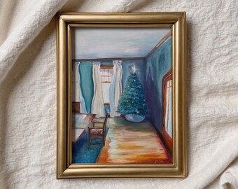 Vintage Christmas Oil Painting | Print of Original Work by Gabriella’s Canvas
