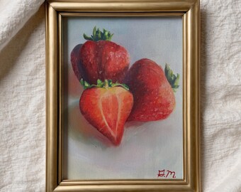 Strawberry Painting | Still Life Kitchen Art | Print of Original Work by Gabriella’s Canvas