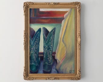 Cowboy Boots Art Print | Western Home Decor | Print of Original Work by Gabriella’s Canvas