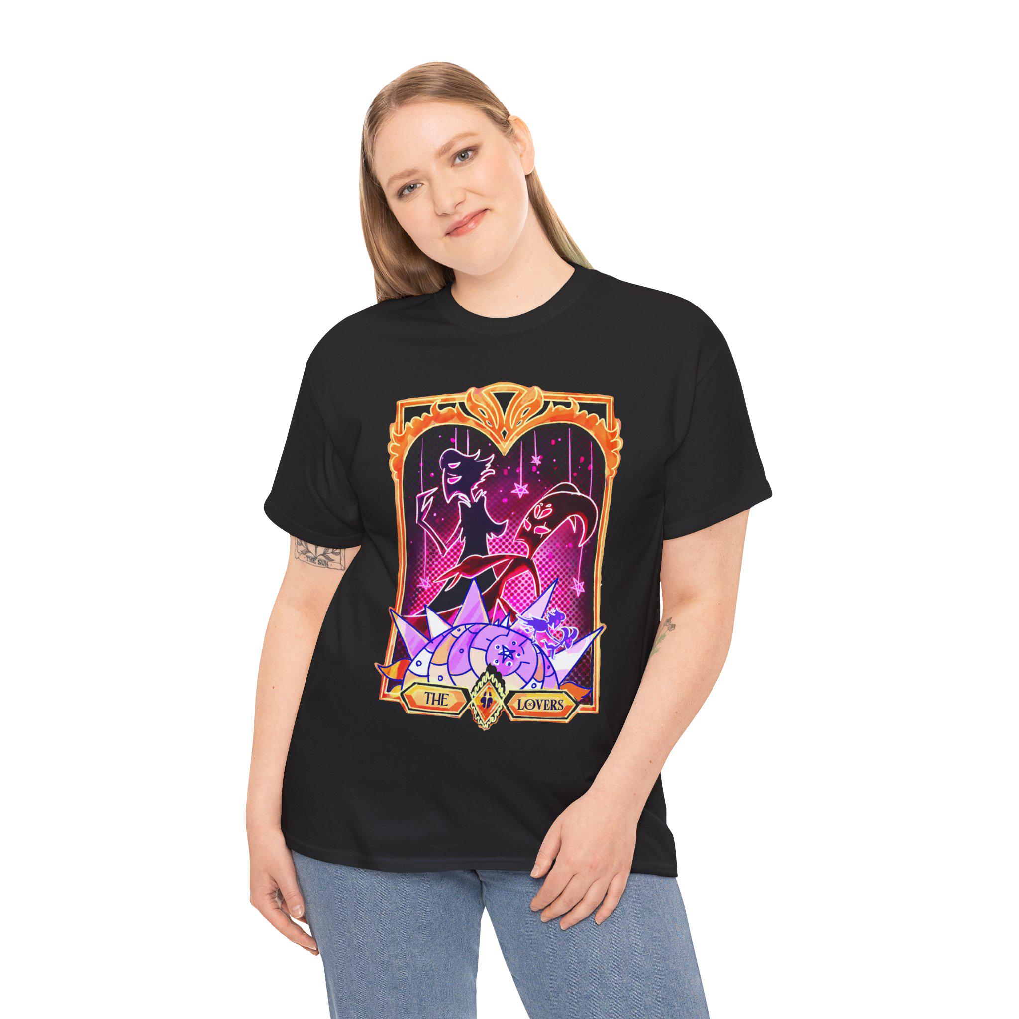 Stolitz Merch Helluva Boss Stolitz Tarot Lovers Unisex Softstyle T-shirt | Stolas ...