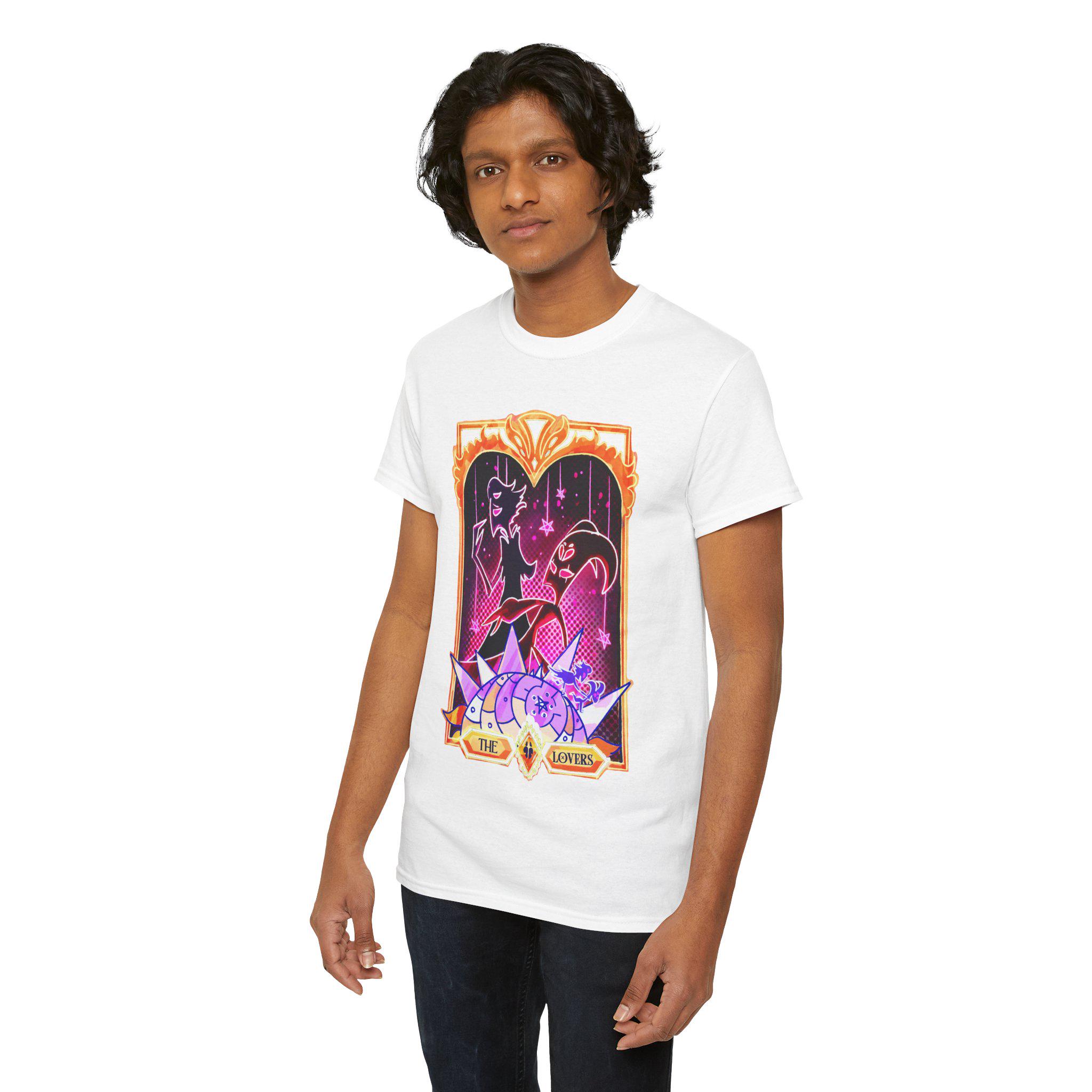 Stolitz Merch Helluva Boss Stolitz Tarot Lovers Unisex Softstyle T-shirt | Stolas ...