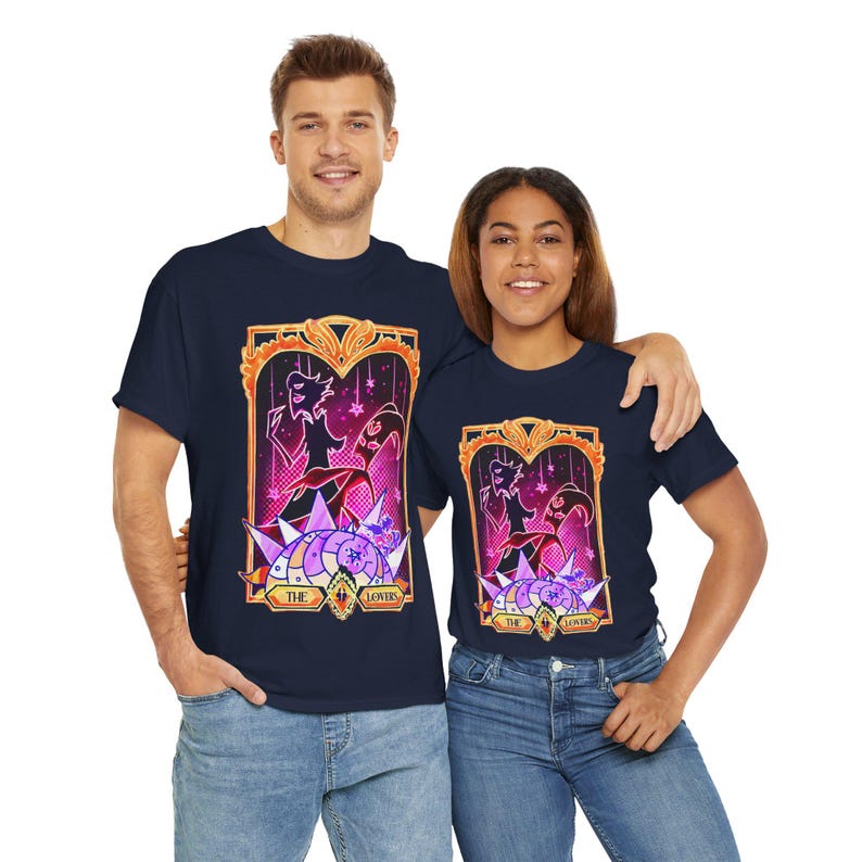 Stolitz Merch Helluva Boss Stolitz Tarot Lovers Unisex Softstyle T-shirt | Stolas ...