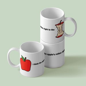 Apple Core Mug: Quirky Illustrated Ceramic Coffee Cup