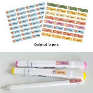Etichette personalizzate per penna / Etichette adesive impermeabili, lavabili in lavastoviglie e antigraffio / Set di 64 adesivi / Mini-formato (ideale per penna)