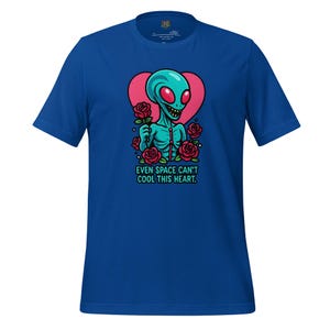 Cosmic Love Alien Heart T-Shirt: Romantic Space-Themed Valentine&#39;s Day Gift for Sci-Fi Enthusiasts
