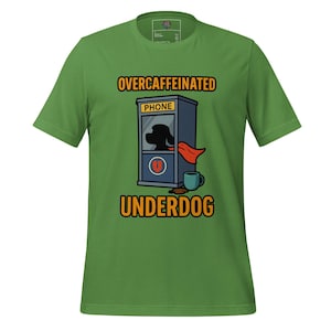 Camiseta desvalida con exceso de cafeína – Divertida camiseta de héroe del café – Camiseta sarcástica de estilo caricatura para rebeldes cansados