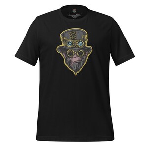 Camisa Properly Unhinged: Camiseta con gráfico de mono steampunk para un toque de genio loco