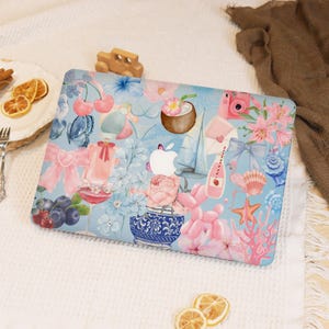 Flowers Collage Blue MacBook Case for New 2025 M4 Air 13/15,MacBook M3 M4,Mac Pro 13/14/15/16 Aesthetic Laptop Cover,MacBook Ret 15/13 Case