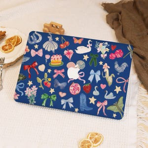 Navy Blue Bows Collage MacBook Case for New 2025 M4 Air 13/15,MacBook M3 M4,Mac Pro 13/14/15/16 Aesthetic Laptop Cover,MacBook Ret 15/13