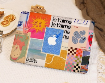 Coque MacBook Art Collage colorée pour nouveau Mac M4 Air 13/15 2025, MacBook M2 M3 M4, coque esthétique pour ordinateur portable Mac Pro 13/14/15/16, étui MacBook Ret