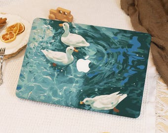 Blue Ducks Lake Étui MacBook pour nouveau Mac M4 Air 13/15 2025, MacBook M1 M2 M3 M4, housse esthétique pour ordinateur portable Mac Pro 13/14/15/16, étui MacBook Ret