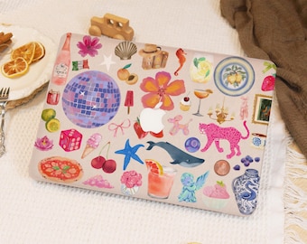 Adorable coque MacBook rose collage pour nouveau Mac M4 Air 13/15 2025, MacBook M1 M2 M3 M4, coque esthétique pour ordinateur portable Mac Pro 13/14/15/16, étui MacBook Ret