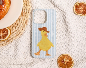 Striped Cowboy Duck Hard iPhone Case,Holiday Gift for iPhone,iPhone 17 16 16E 15 14 13,iPhone Air Pro Plus Mini SE,Personalized Phone Case