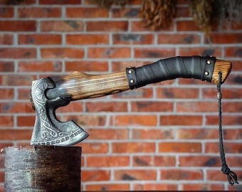 Beautiful custom handmade viking forged Carbon Steel VIKING AXE with Rose Wood Shaft,Axes Best Birthday&Anniversary Gift For Him,Larp axe,
