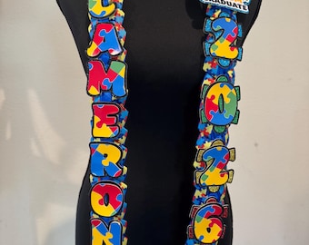 Autism neurodivergent  graduation lei personalized